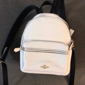 Coach mini white leather backpack / handbag